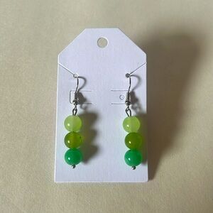 Green Beaded Dangle Earrings 💚